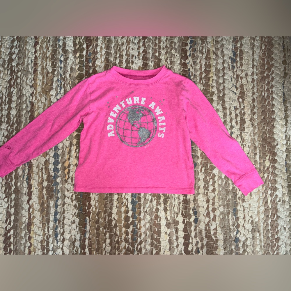 Crewcuts Fuchsia Adventure Globe Long Sleeve Tee